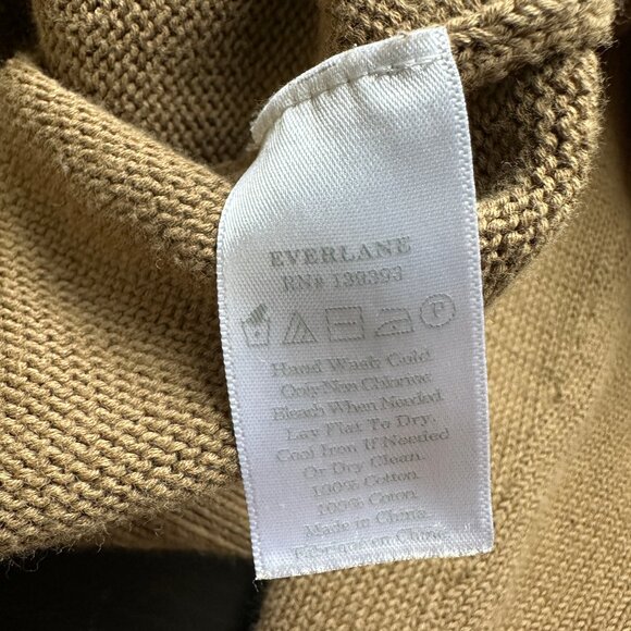 Everlane Olive Green 100% Cotton V-Neck Sweater - Picture 6 of 11